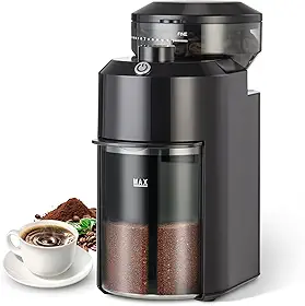 Moedor de Café Elétrico Burr 220V, Com 28 Configurações Ajustáveis, Triturador de Cafe, 2 A 12 Xícaras, Preto