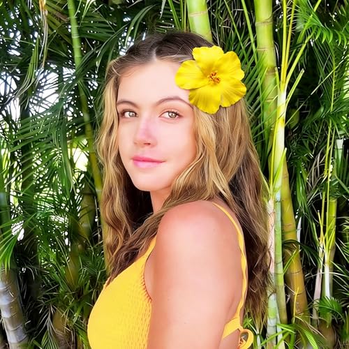 Pinzas para el cabello Hawaiian Flower, set de 4 clips flor Hibisco para mujer, accesorios tropicales para fiestas y vacaciones en la playa miniatura 5