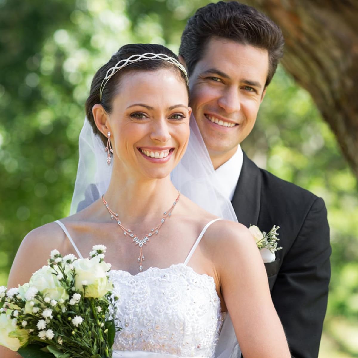 GULICX Jewelry Set for Womens, Rhinestone Necklace and Earrings Bracelet Set, Wedding Party Prom Jewelry Set for Brides Bridesmaid - Image 4