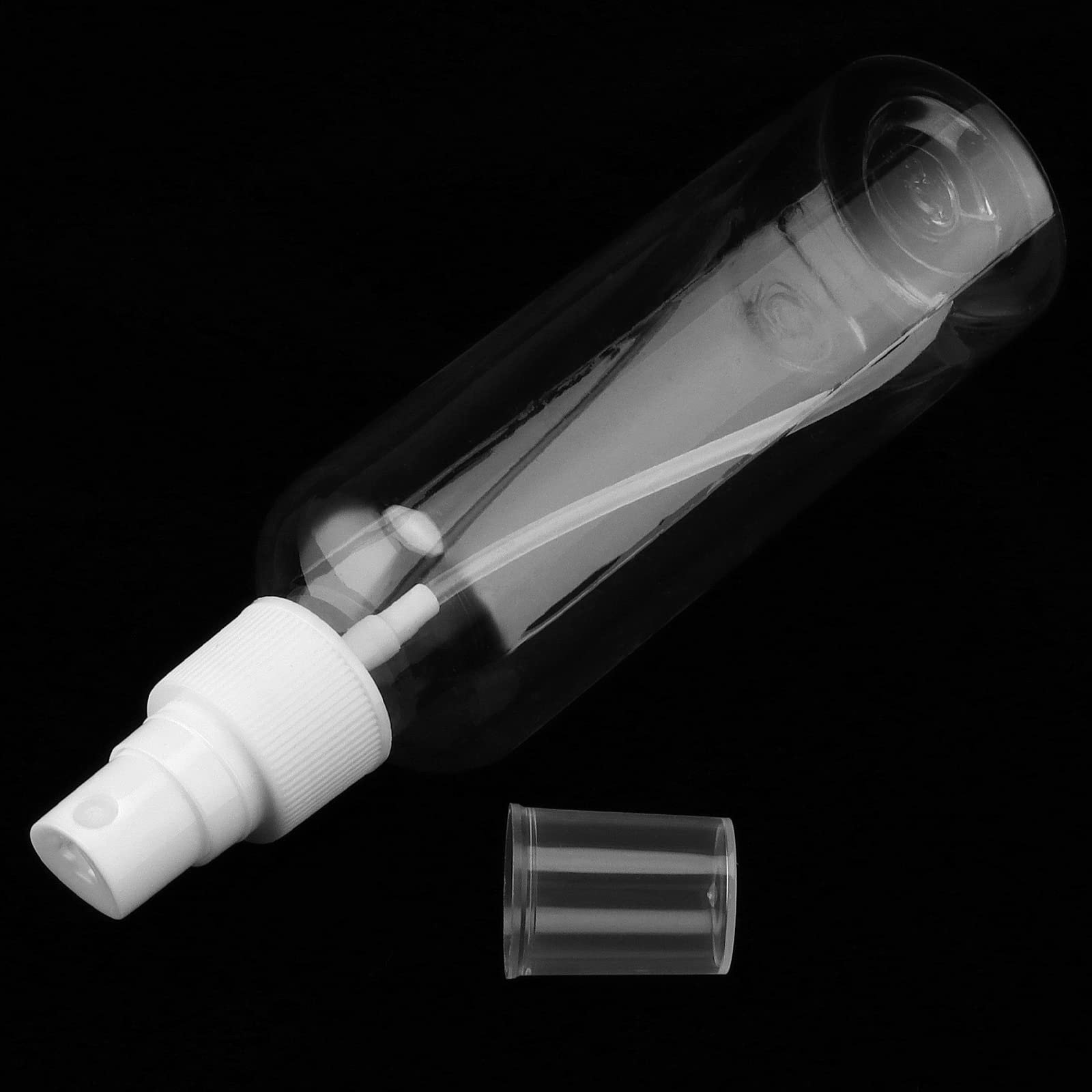 FUNSUEI 50 flaconi spray vuoti da 100 ml, flacone spray ricaricabile, flaconi spray in plastica trasparente, mini spruzzino nebulizzatore per pulizia, viaggi, profumi