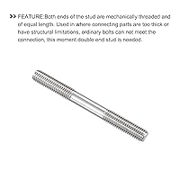 Vista 4 de METALLIXITY Tornillos de doble extremo (rosca M8, longitud 80 mm) 5 piezas, pernos de varilla roscada doble de acero inoxidable 304
