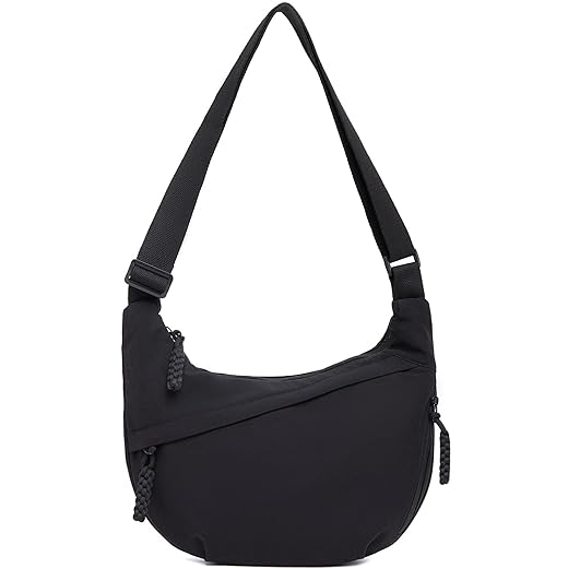 Bolsa tiracolo crescente feminina, bolsa Hobo de nylon folgada, bolsa de ombro espaçosa, bolsa tiracolo