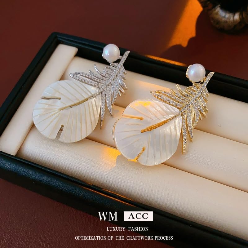 Rhinestone Feather Brooch Pin for Men Women Gold Silver Plated Elegant Delicate Leaves Hat Bag Suit Tie Crystal Pearl Lapel Brooches Trendy Jewelry Gifts - Image 4