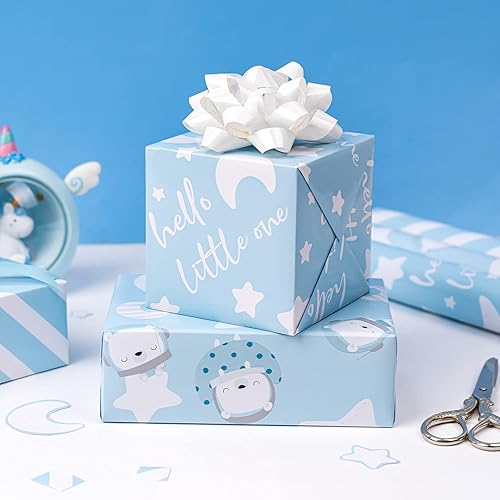 Miniatura 4 de RUSPEPA Rollos de papel de regalo para baby shower, niña y cumpleaños 17 pulgadas x 10 pies por rollo, total de 3 rollos, color rosa bebé niña