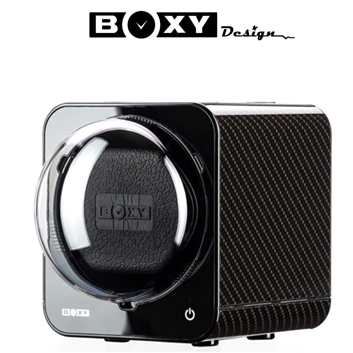 Boxy Fancy Brick Uhrenbeweger Carbon PRO1 2025 mit Netzadapter und 2 Kissen - Erweiterbares Uhrenbeweger System
