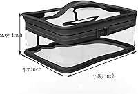 Vista 2 de Black Transparent Cosmetic Bag Waterproof Handbag Portable Travel Work Make Up Kit Double Zipper Storage Bag, 2 PCS