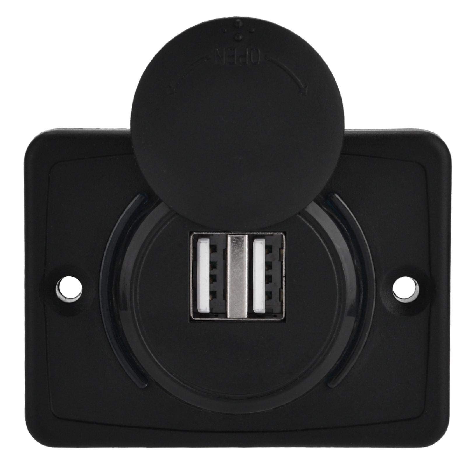 12V USB Outlet, Dual USB Car Charger, 1 PC 3.1A Car Dual Black ABS USB Port Charger Socket Outlet 12V LED Waterproof Marine Usb Charging Port
