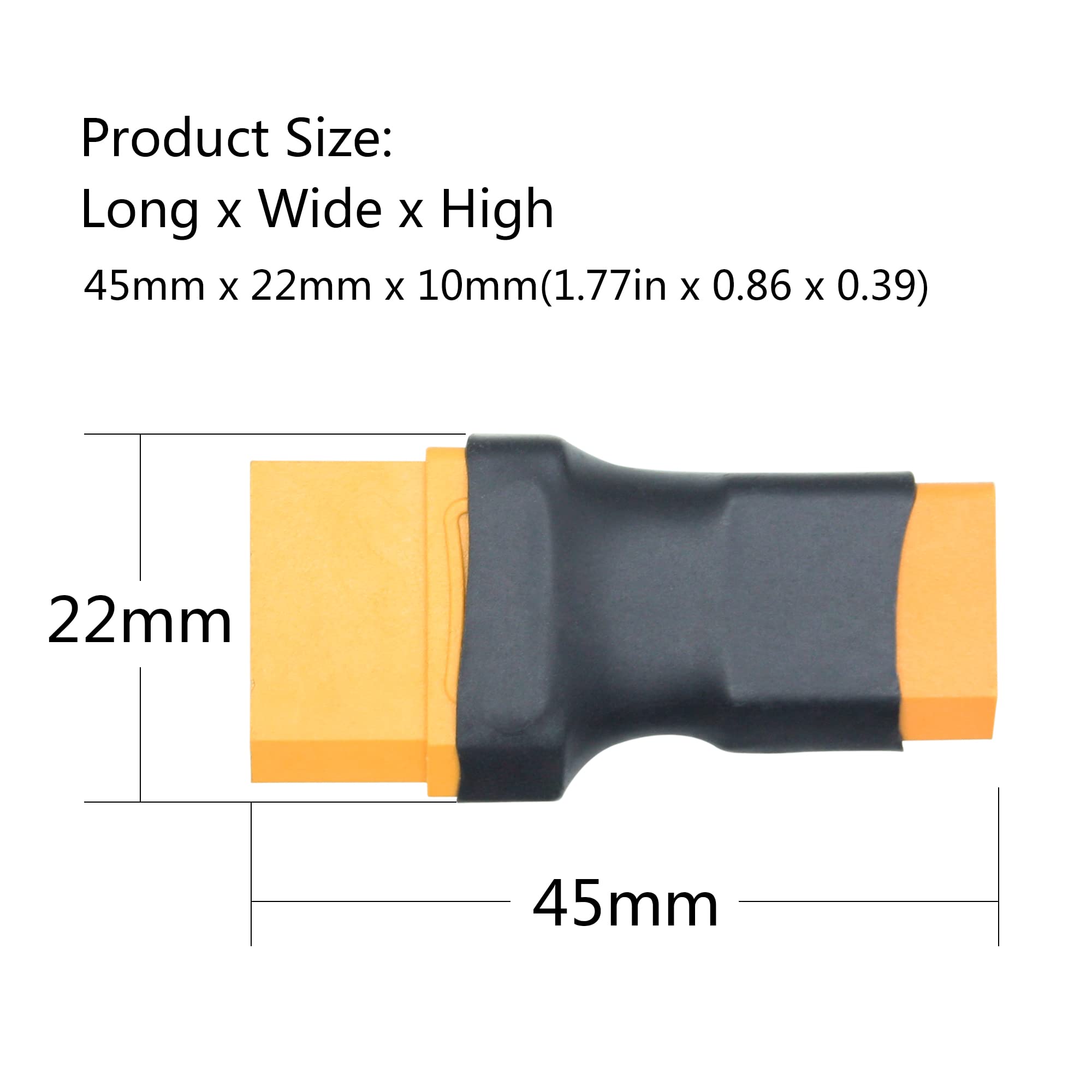 Lyeteung 2 Pièces XT60 Adaptateur, XT60 Mâle à Femelle Connecteurs, avec Fil de Silicium 10cm 14AWG, pour Batterie LiPo RC