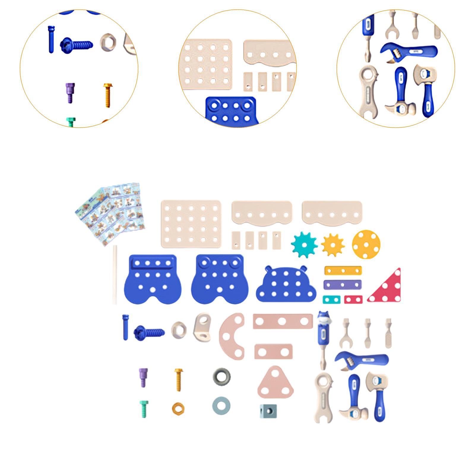 Milageto Set di Attrezzi per Bambini 213x, Giocattoli educativi da Costruzione Fai-da-Te Resistenti per Bambini dai 3 Anni in su, Giochi di Ruolo, Regalo di, Blu