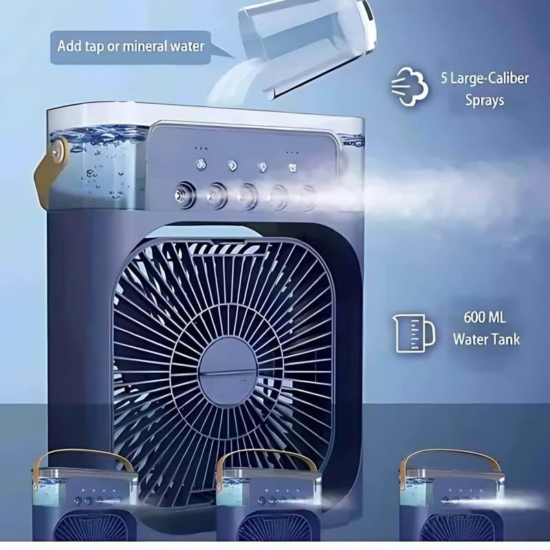 Image of Drumstone Best Performance - ๐๐-๐๐๐๐ซ ๐๐๐ซ๐ซ๐๐ง๐ญ๐ฒ Compact Air Cooler Fan with LED Night Light - 4-in-1 Cooling, Humidifying, Purifying & Fan Mode for Home, Car, Office & Travel