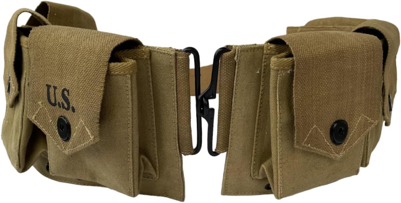 US WWII BAR Magazine Belt M1937 Automatic Rifle / M16 Magazine Belt for 20 Round 6-Pocket Ammo Carrier