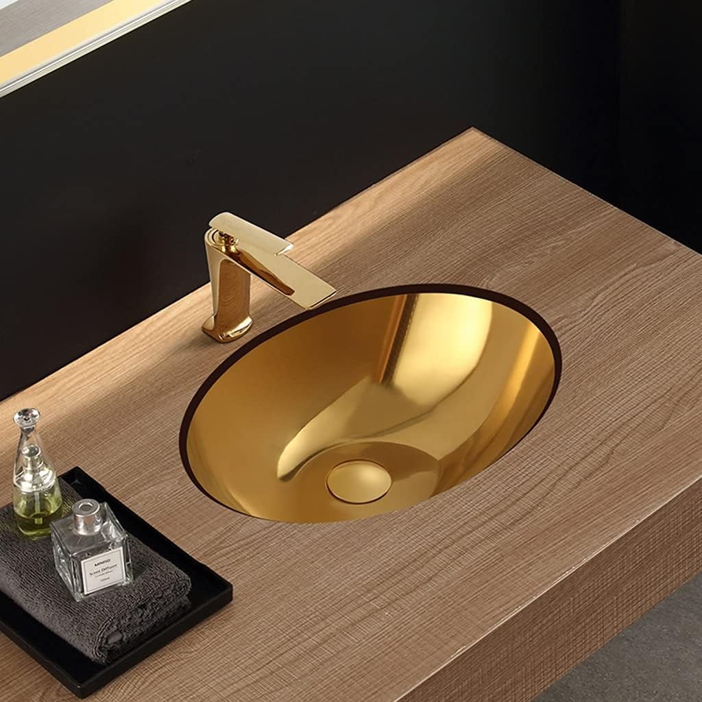 Kitchen Sink Brushed Round Gold Bar Prep, Single BOL Bar Prep, Thickened 304 Stainless Steel, Drop-in or Undermount Installation