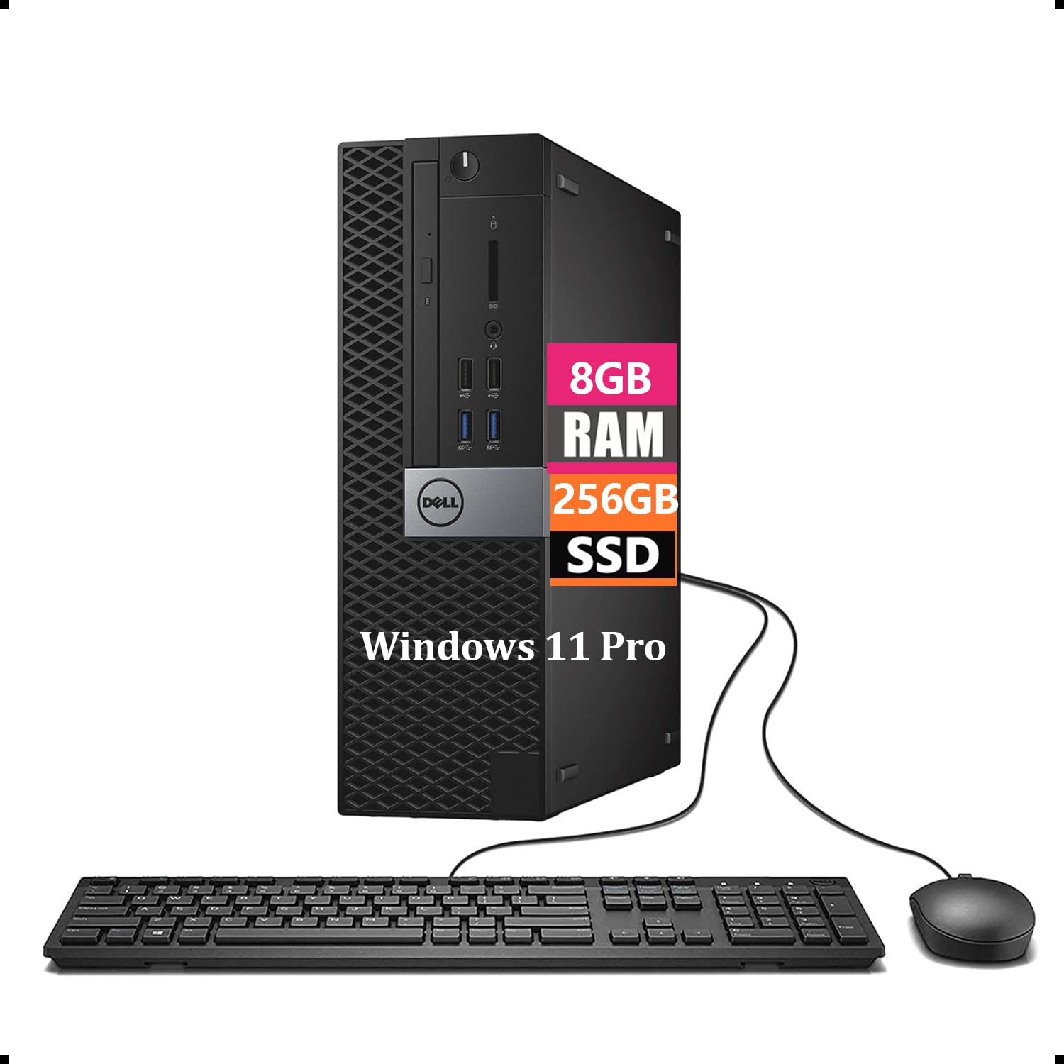 Dell Optiplex 3040 SFF Desktop Computer PC, Intel Core i5-6500, 8 GB RAM, 256 GB SSD, WiFi, Bluetooth, tastiera US QWERTY Windows 11 Pro (ricondizionato)