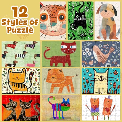Simgoing 12 Piezas Rompecabezas Jigsaw para Principiantes, Cada Uno 40 Piezas | Temas Vintage Floral y Animal, Guía de Imagen Completa, Actividad de Alivio de Estrés, para Juego Familiar, 8 x 12 pulg miniatura 3