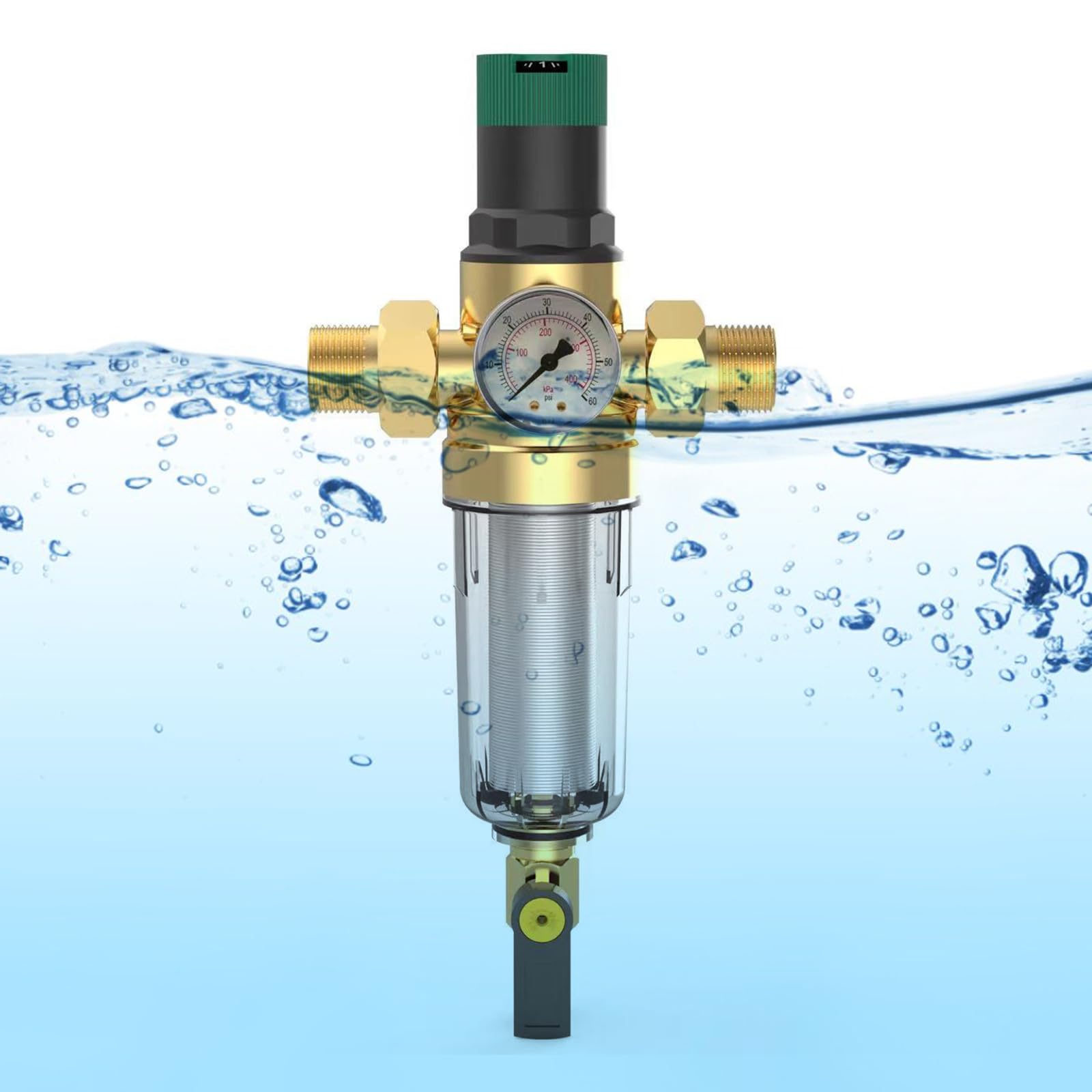 Riduttore di pressione dell'acqua DN15/DN20 Valvole di riduzione Prefiltro Valvole di regolazione della pressione dell'acqua con manometro integrato