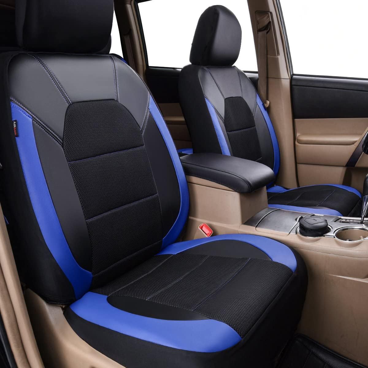 TaKesh 9 Pièces Ensembles De Housses Siège Voiture pour Ford Ranger Wildtrak 2016-2023, Cuir Confortable Respirant Antidérapant Protecteur de Siège Accessoire,B Blue