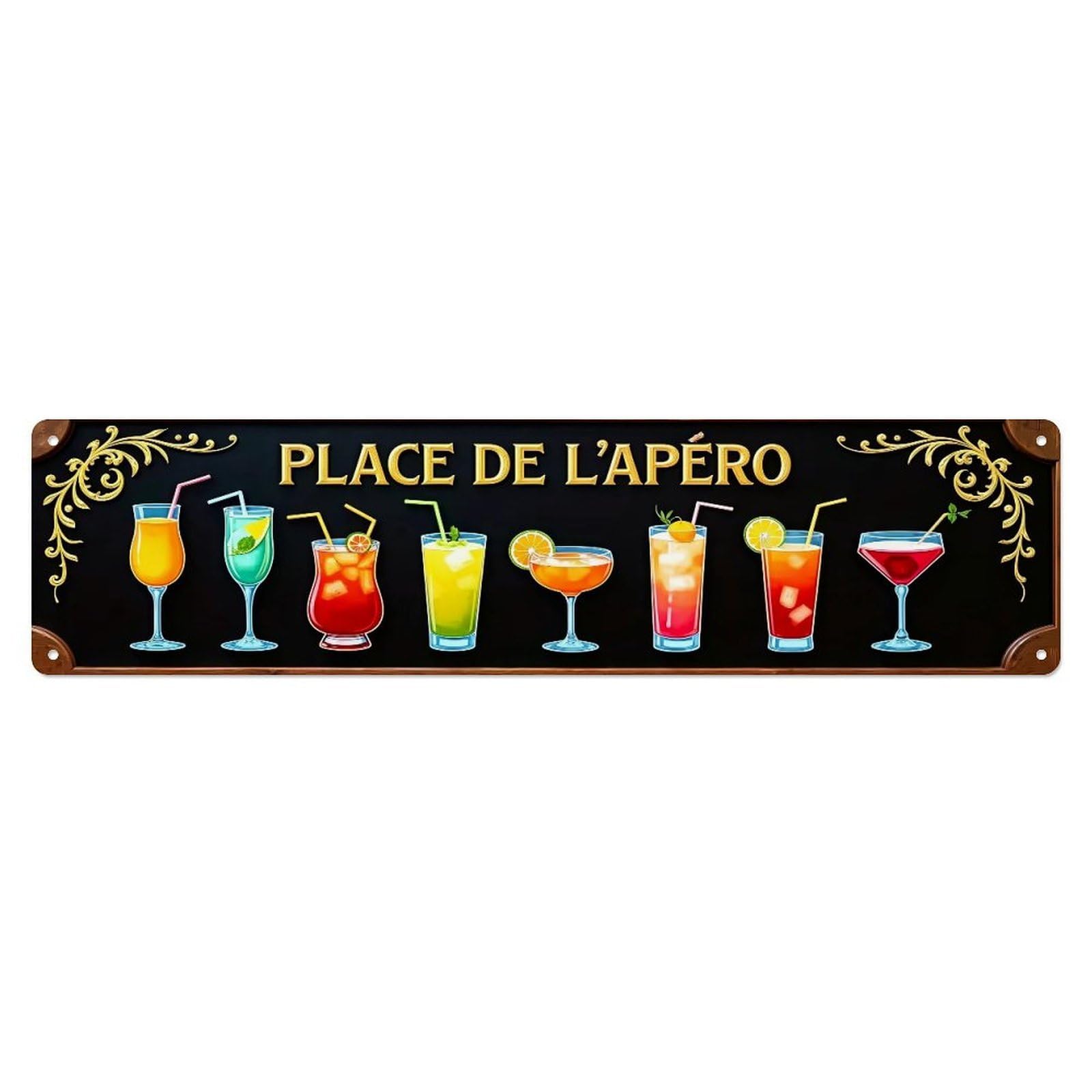 Cocktail Drinks Colorful Bar Sign Retro Metal Tin Sign, Vintage Decor Art Poster for Bar, Home, Man Cave, Kitchen, Laundry Room Gift 4x16Inch
