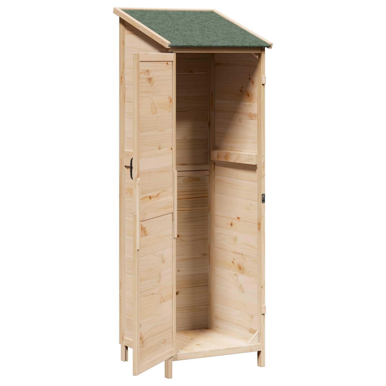 Garten-Geräteschuppen aus Massivholz Fichte 59,5 x 56 x 176,5 cm mit Lüftungstür und abschließbarem Schloss für Fahrrad Rasenmäher Gartenlagerung