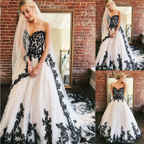 Women's Elegant Black Lace Wedding Dresses for Bride Gothic Sweetheart Tulle Bridal Dresses Sequin Wedding Gowns2