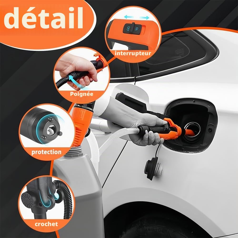 Pompe à Essence électrique à Piles, Fuel Transfer Pump, Pompe de Transfert de Liquide à Piles par batterie, pompes à piles avec buse d'arrêt rapide, pour essence, diesel, huile, gaz, eau, aquarium