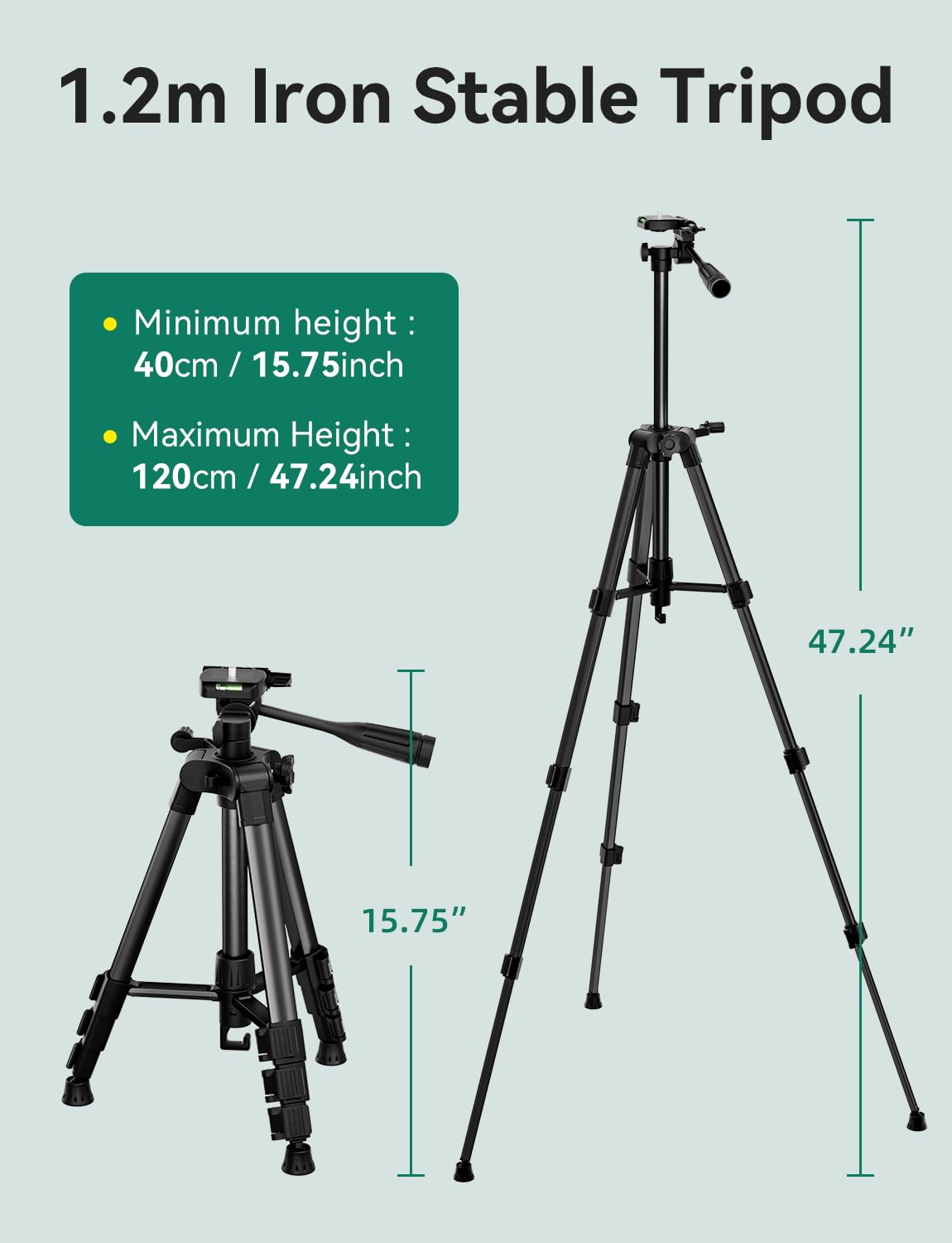 Nivel Láser con Trípode Ajustable de 1,2 m, RockSeed 1x360° Horizontal y 1x 150° Vertical, Línea Láser Verde Autonivelante,Nivelador Láser Recargable, para Colgar Cuadros/Construcción de Paredes
