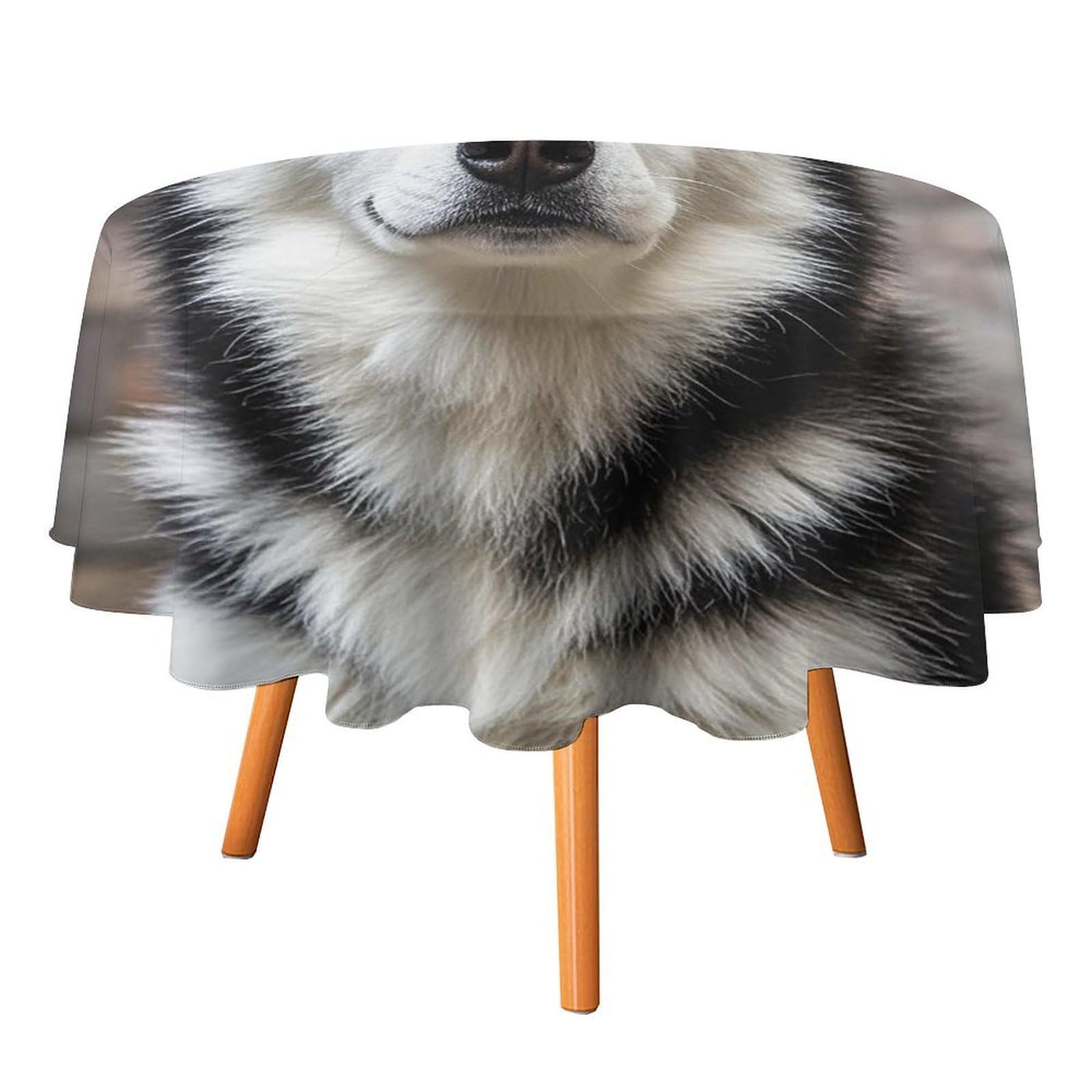 SMAZDFXX Husky Dog Tablecloth 50x50in Round Table Cloth Durable Polyester, Washable Stain Resistant Table Cover for Indoor Outdoor (Picnic, Dining, Party)