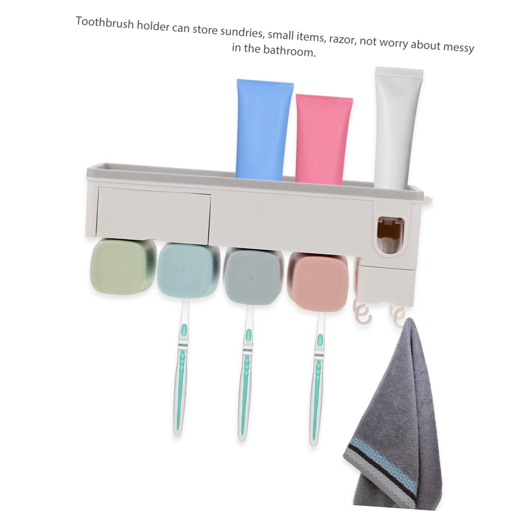 Juego de cepillo de dientes eléctrico y dispensador de pasta de dientes, para cepillos de dientes eléctricos y toallas, con soporte montado en la pared, estante de almacenamiento de baño de