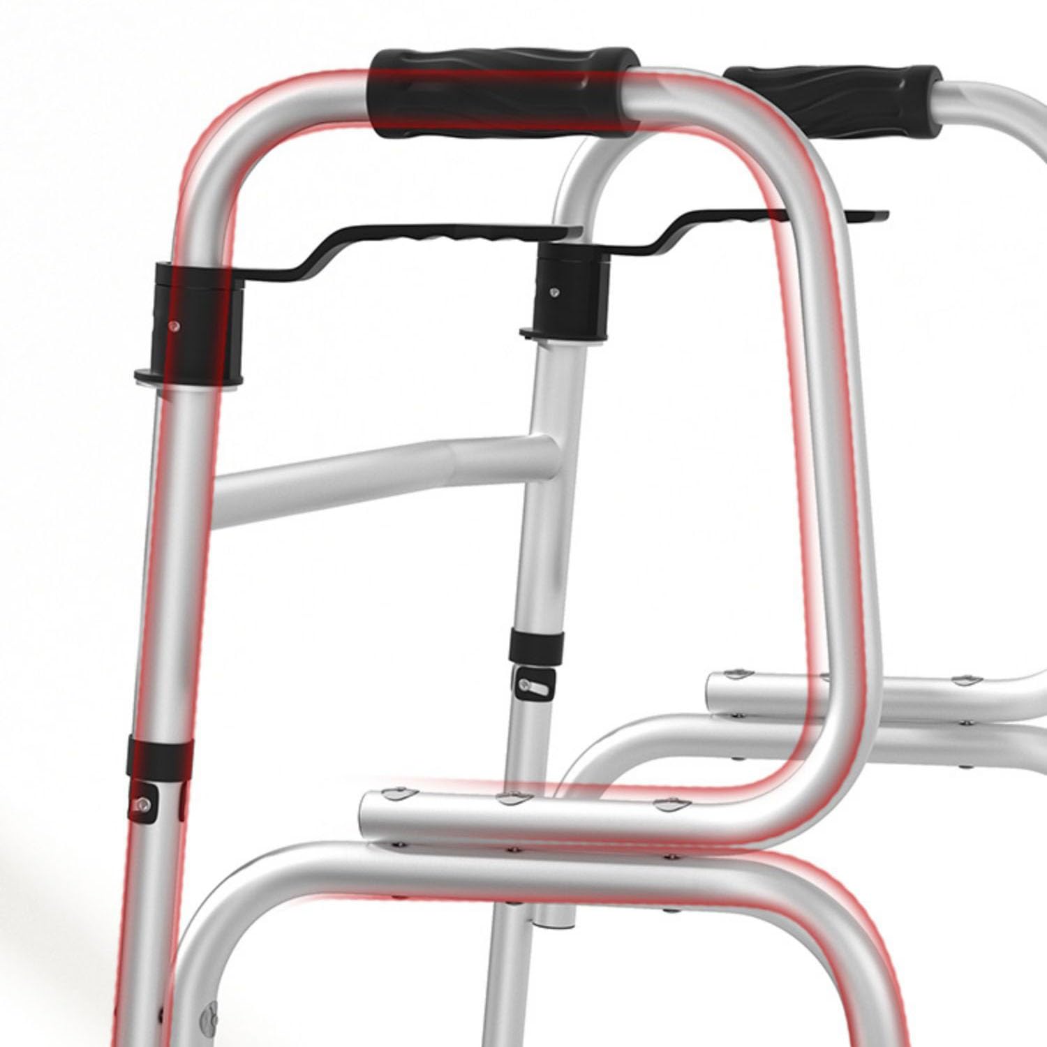 Andador Plegable Ligero para Personas Mayores, Andador estándar Ajustable con 2 Ruedas Delanteras, Ayuda Auxiliar para Caminar con Ruedas para rehabilitación para Personas Mayores