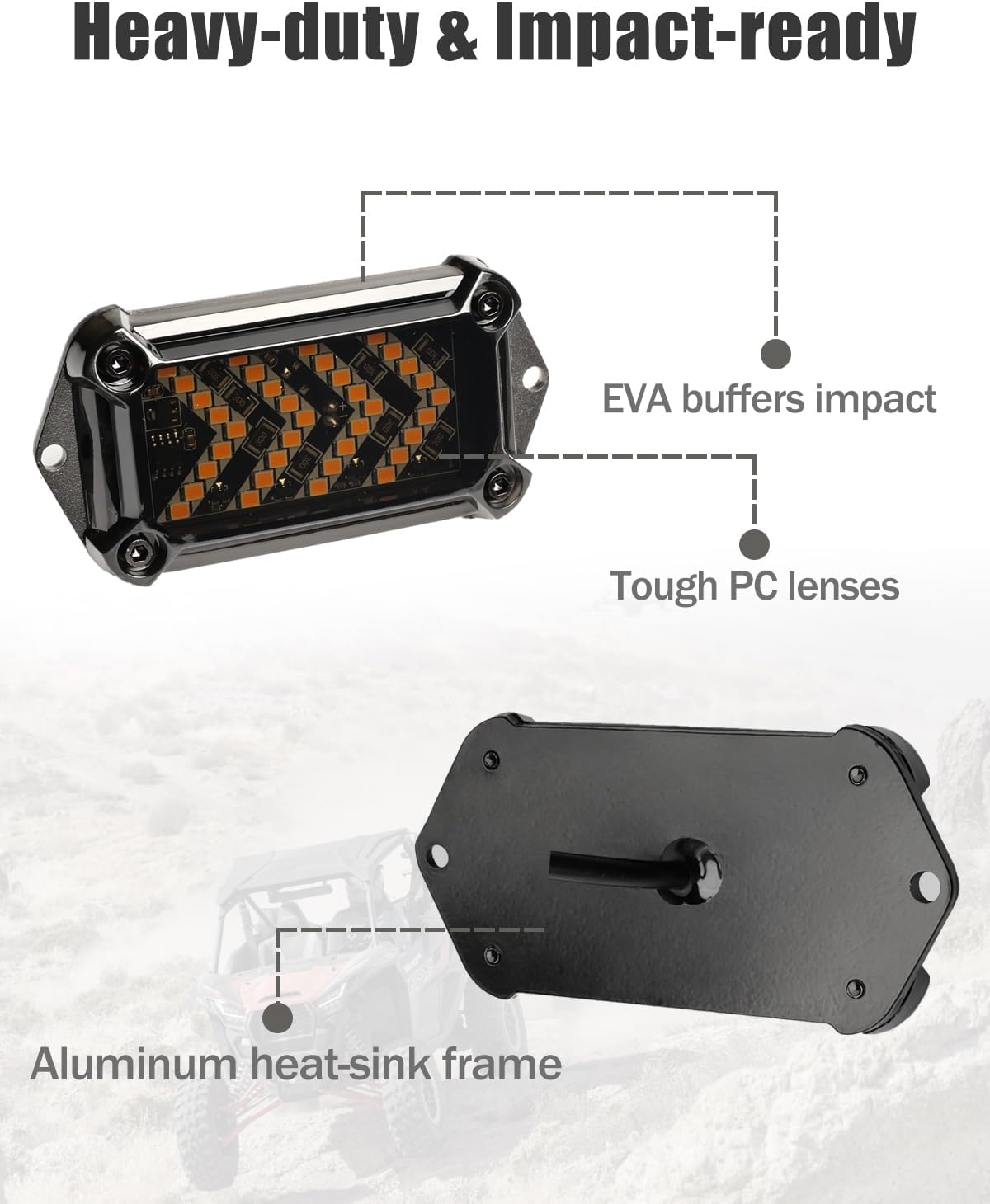 UTV Turn Signal Kit with 110dB Horn, Pre-Wired, Plug and Play UTV ATV Blinker with Rocker Switch, Rectangle Universal Street Legal Turn Signals Compatible with Polaris, Can-Am, Teryx, CFMOTO