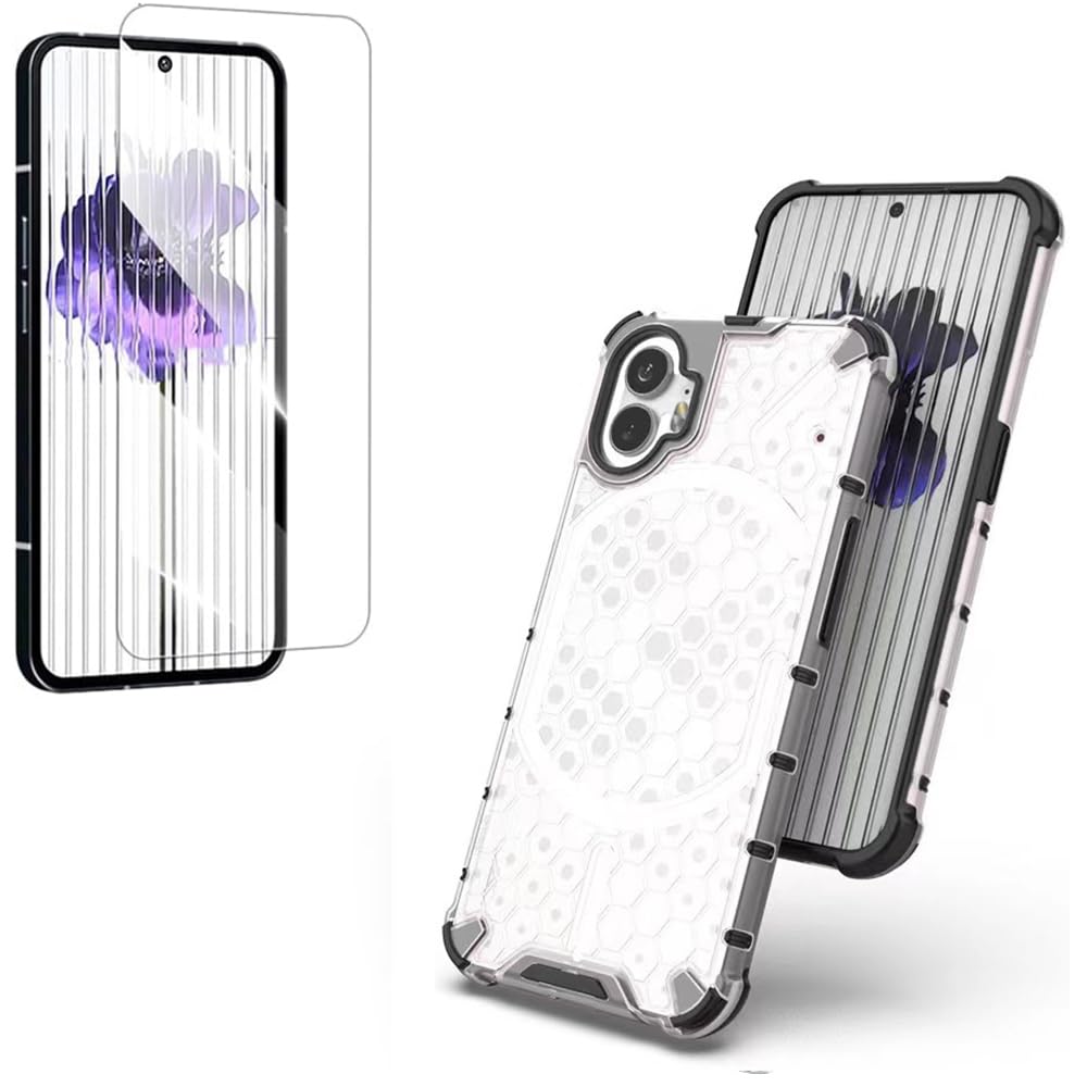ALLNEWELOOK Phone Case, for Nothing Phone 2 Phone Case with Tempered Glass Screen Protector,Honeycomb Texture Case Back Cover (Honeycomb Texture)