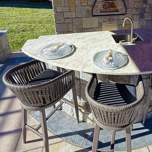 PURPLE LEAF Outdoor Bar Height Stools Set of 2 Patio Metal Modern Wicker Bar Chairs Woven Aluminum Barstools with Back and Cushions for Balcony Garden Indoor Kitchen Poolside Slate Gray PURPLE LEAF Outdoor Bar Height Stools Set of 2 Patio Metal Modern Wicker Bar Chairs Woven Aluminum Barstools with Back and Cushions for Balcony Garden Indoor Kitchen Poolside Slate Gray
