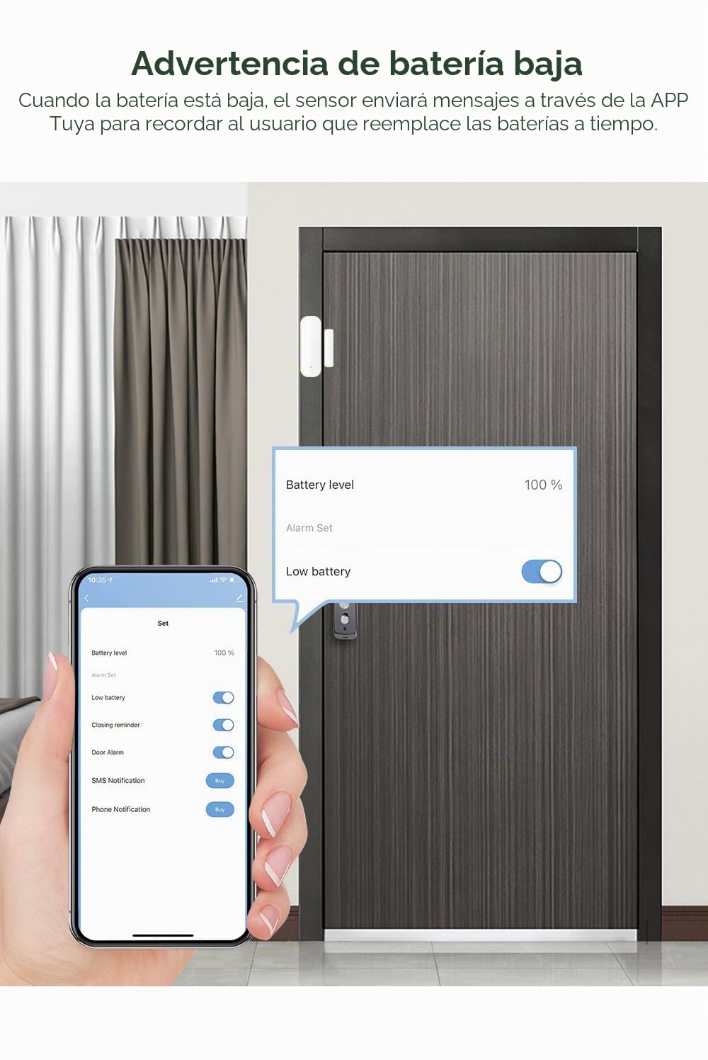 Mengshen 2 Pack Sensor Ventana WiFi Sensor Contacto Inteligente Alertas Aplicaciones Seguridad Hogar Funciona Dispositivos Tuya Smart Life Compatible con Alexa Google Home