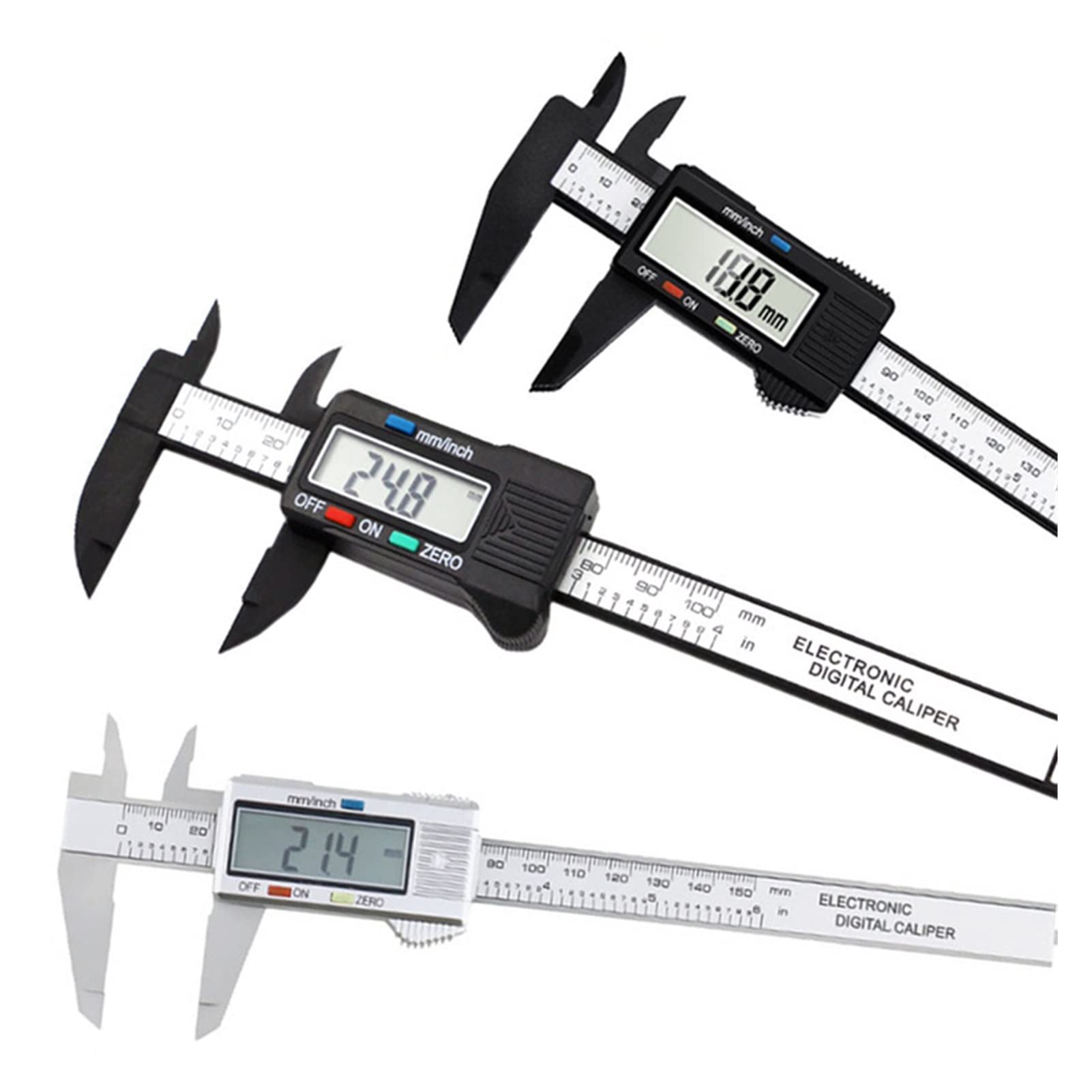 Herramientas de plástico TDigital 0-150 mm 6 Pulgadas LCD electrónico Fibra de Carbono altímetro micrómetro Herramienta de medición