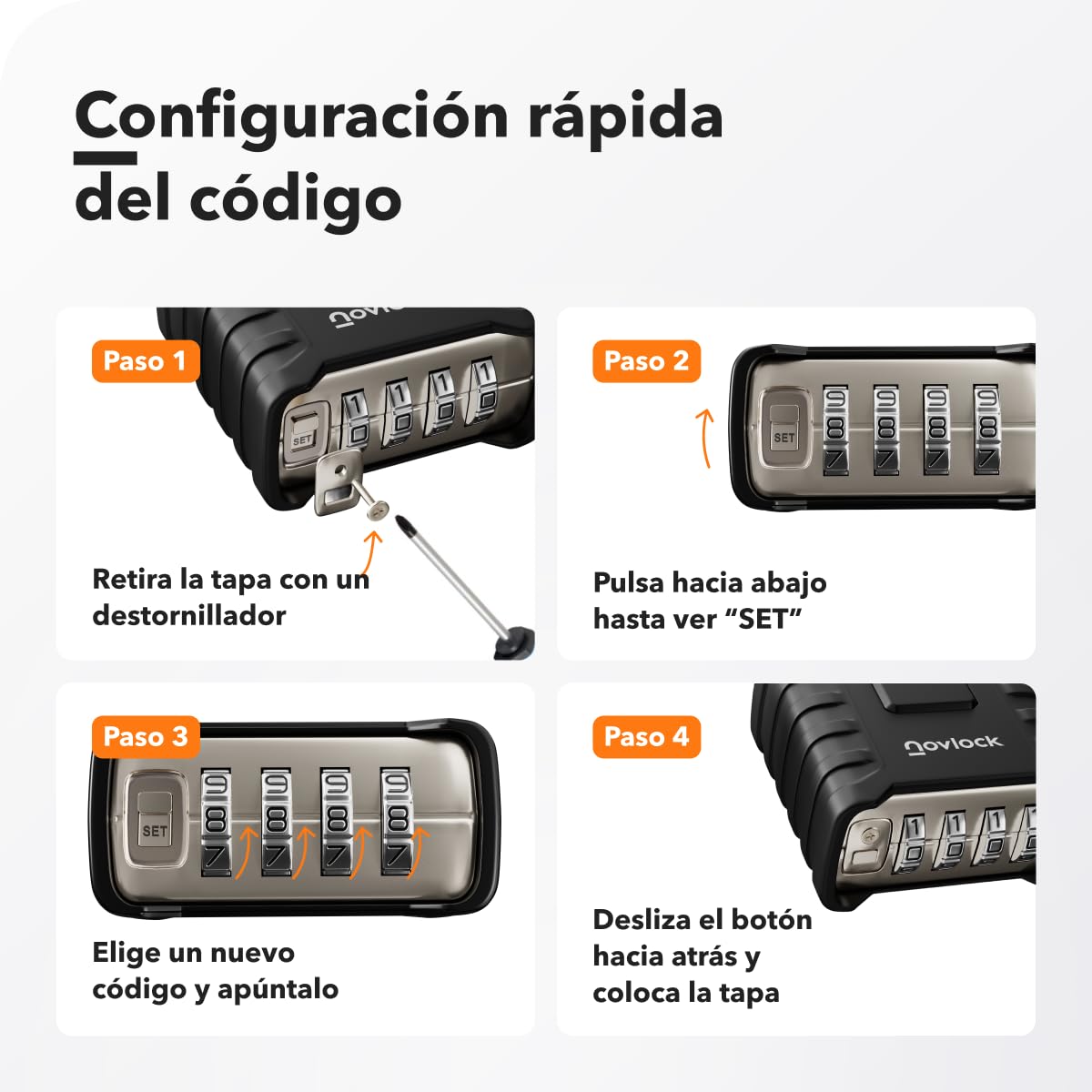 Candados de combinación – resistentes a la intemperie, grande y robustos – para exteriores : portones, vallas, cobertizos, garajes, trasteror, puertas, armoires, taquillas – pack de 1, negro