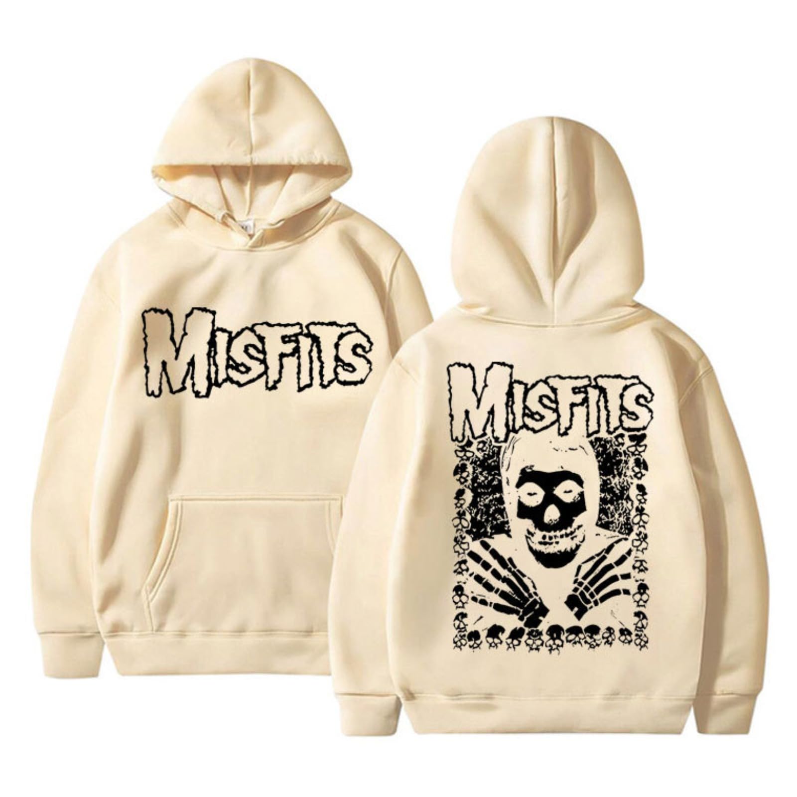 Cutte Unisex Khaki Misfits Official Hoodie | Punk Band Skull Graphic | Streetwear Sweatshirt For Men (,S)