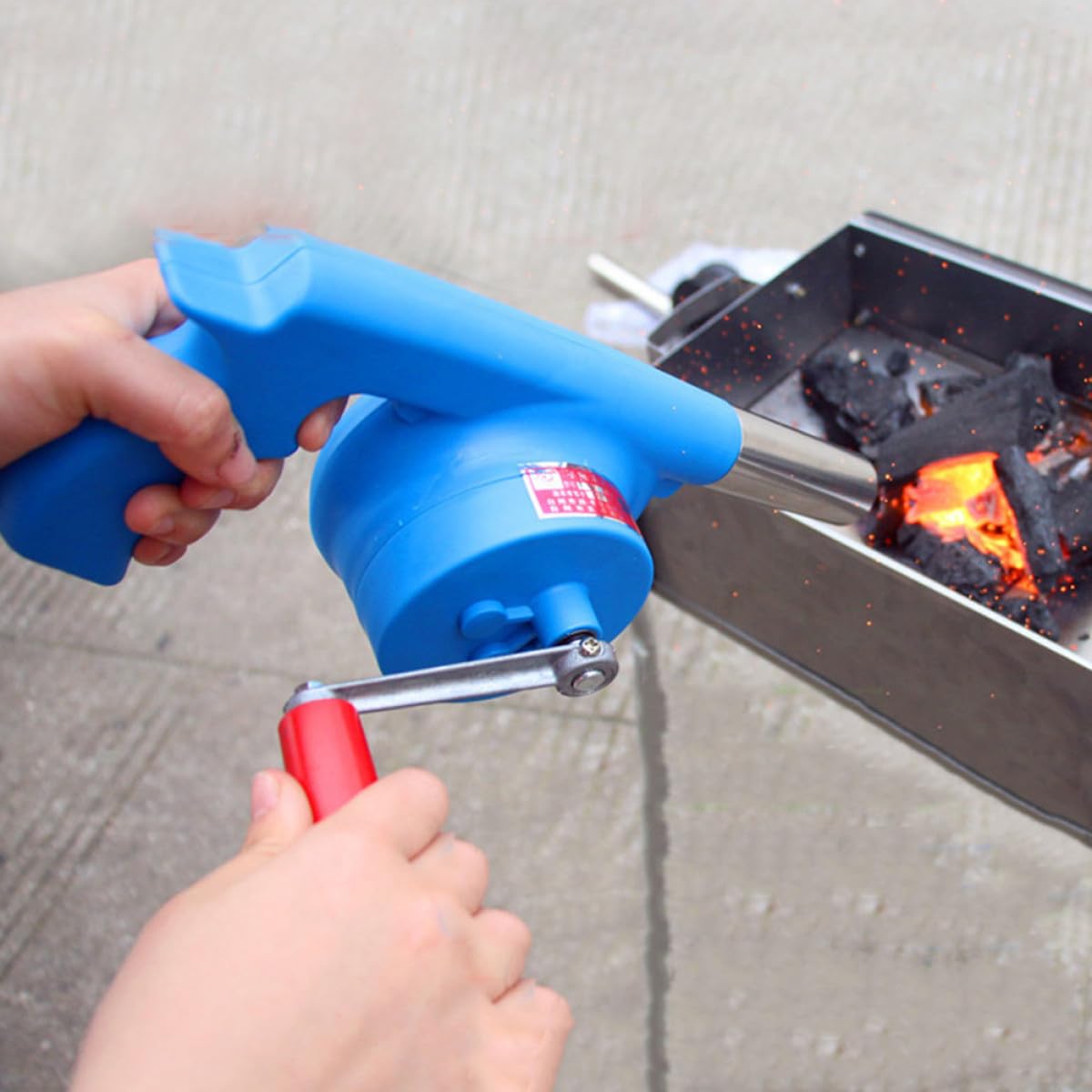 ABOOFAN Soplador Manual Herramienta Ligera y Fácil de Transportar Manivela para Barbacoa Material ABS para Acampadas y Picnics al Aire Libre