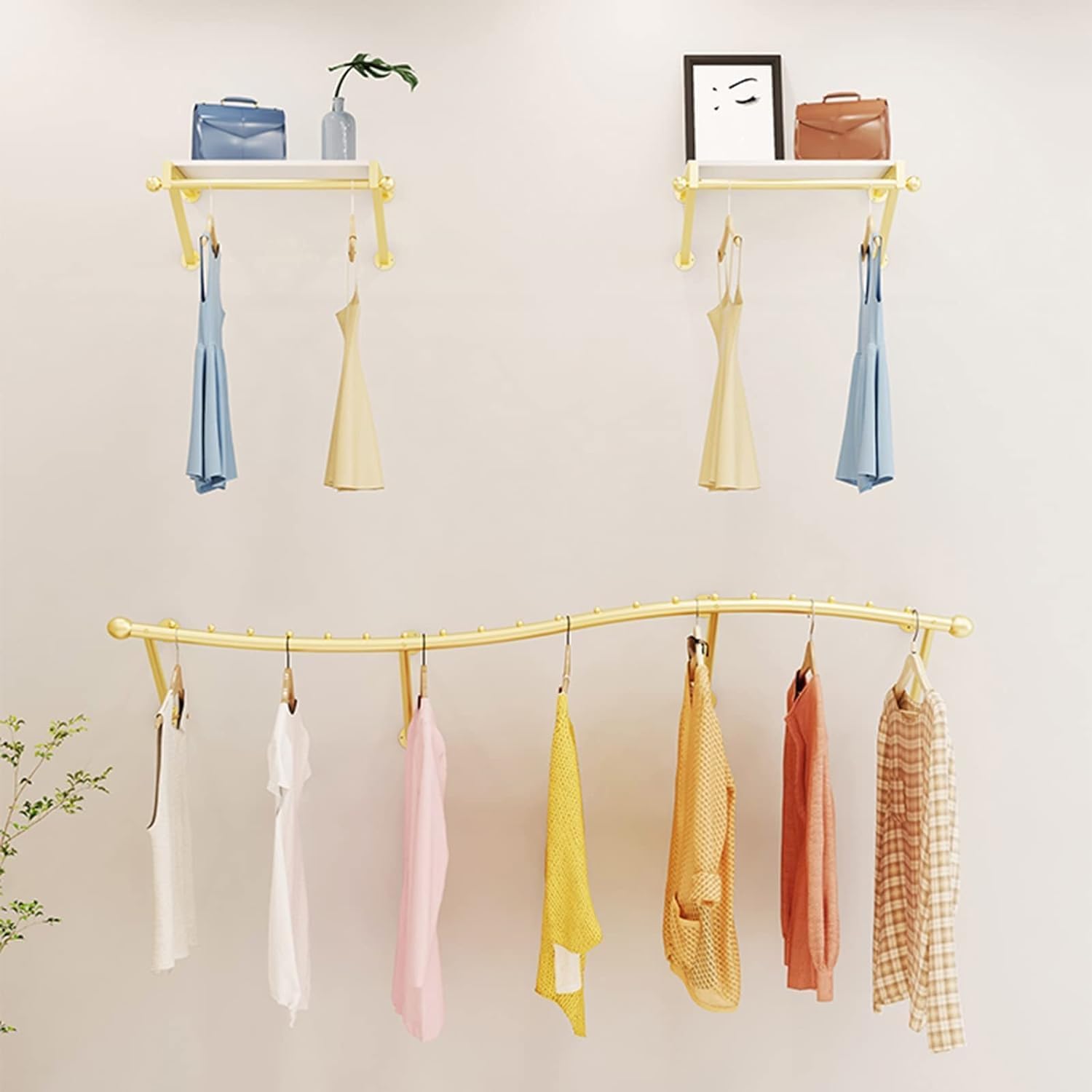 Perchero de Pared, Perchero de exhibición, riel para Ropa de Pared, Tienda de Ropa, Perchero, Percha, Organizador Comercial para Colgar, Perchero de Almacenamiento para particulares