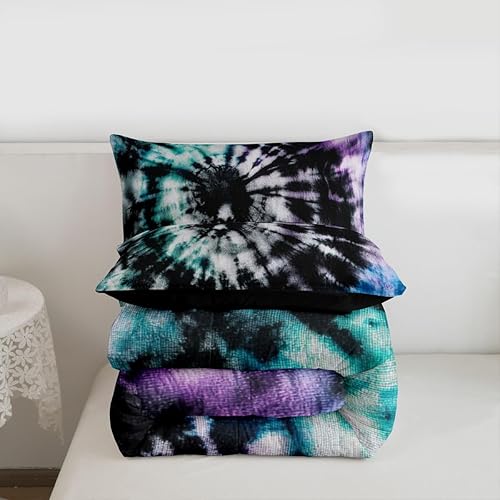 Miniatura 7 de Erosebridal Juego de edredón de teñido anudado, tamaño individual, juego de ropa de cama de tatuaje, edredón étnico de plumón para niños, niñas,