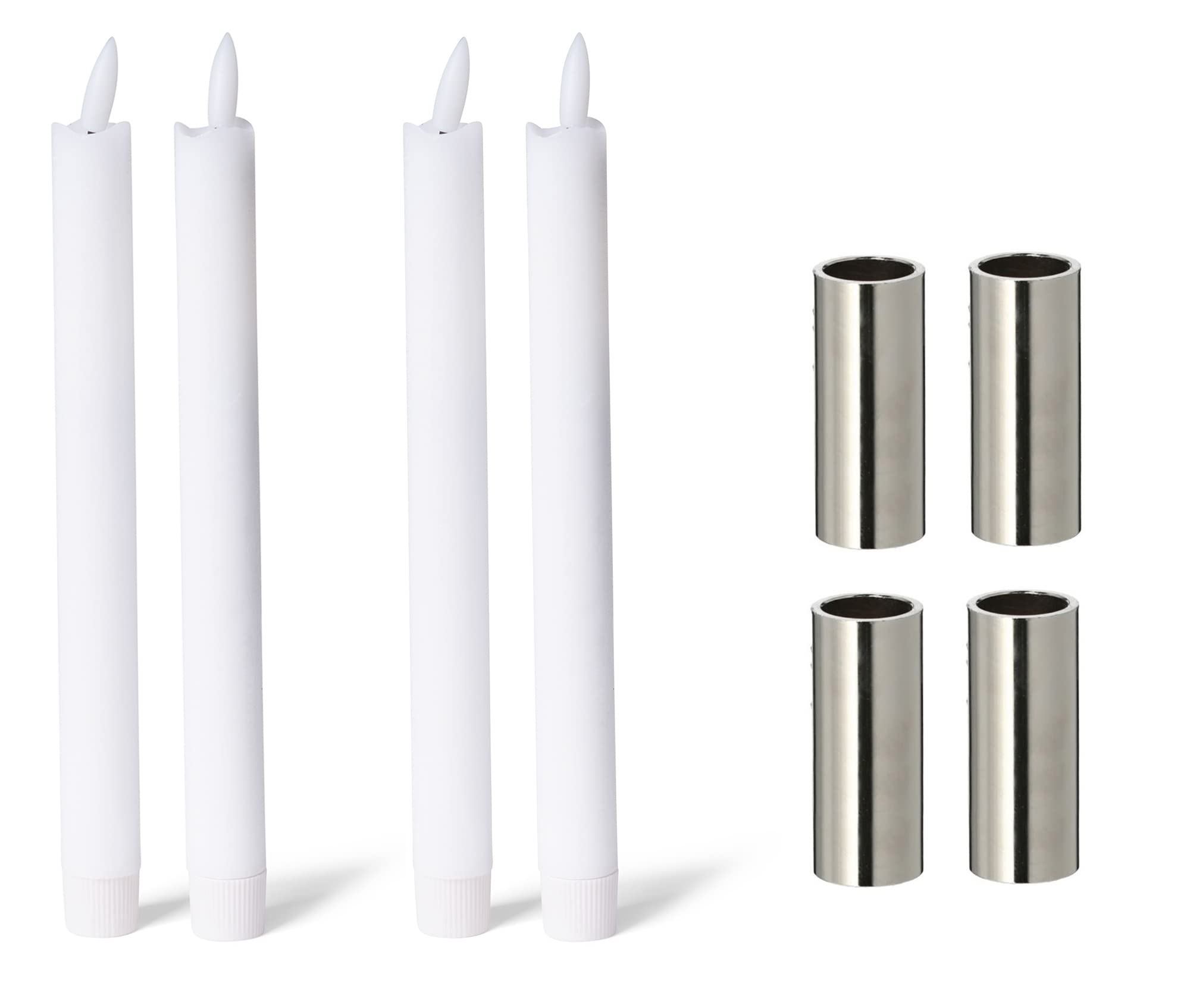 Novaliv Set di 2 portacandele in argento, 2,5 x 5 cm, di alta qualità, effetto tremolante, decorazione natalizia, portacandele in metallo, corona dell'Avvento, scandic chic