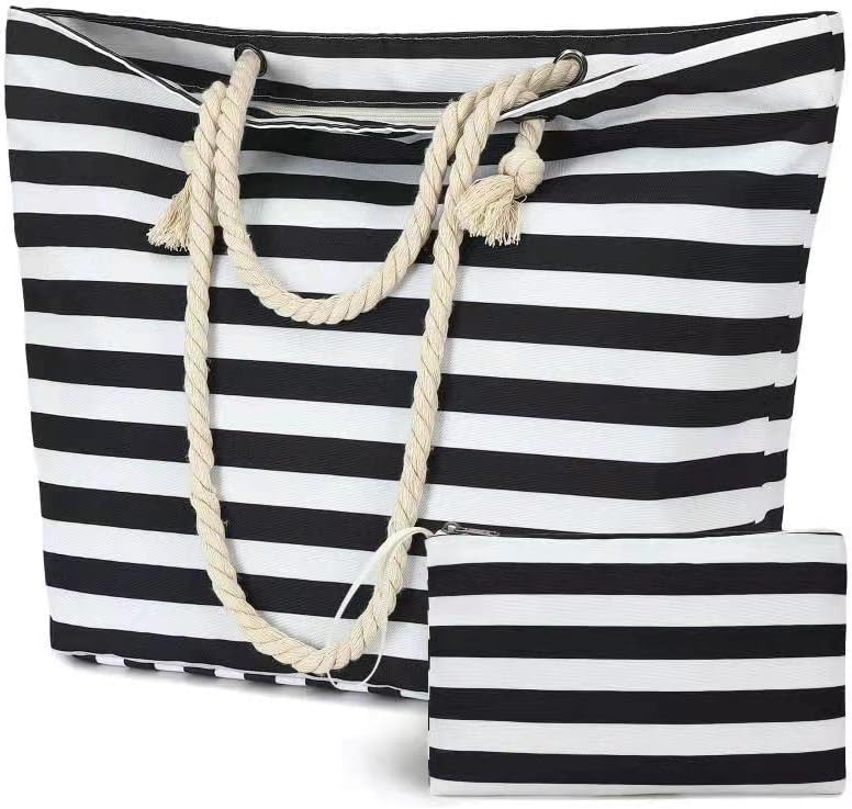 Beach Bags for Women Waterproof Sandproof Beach Tote Bag Pool Bags Zipper Shoulder Bag for Gym Beach Travel Daily Bags