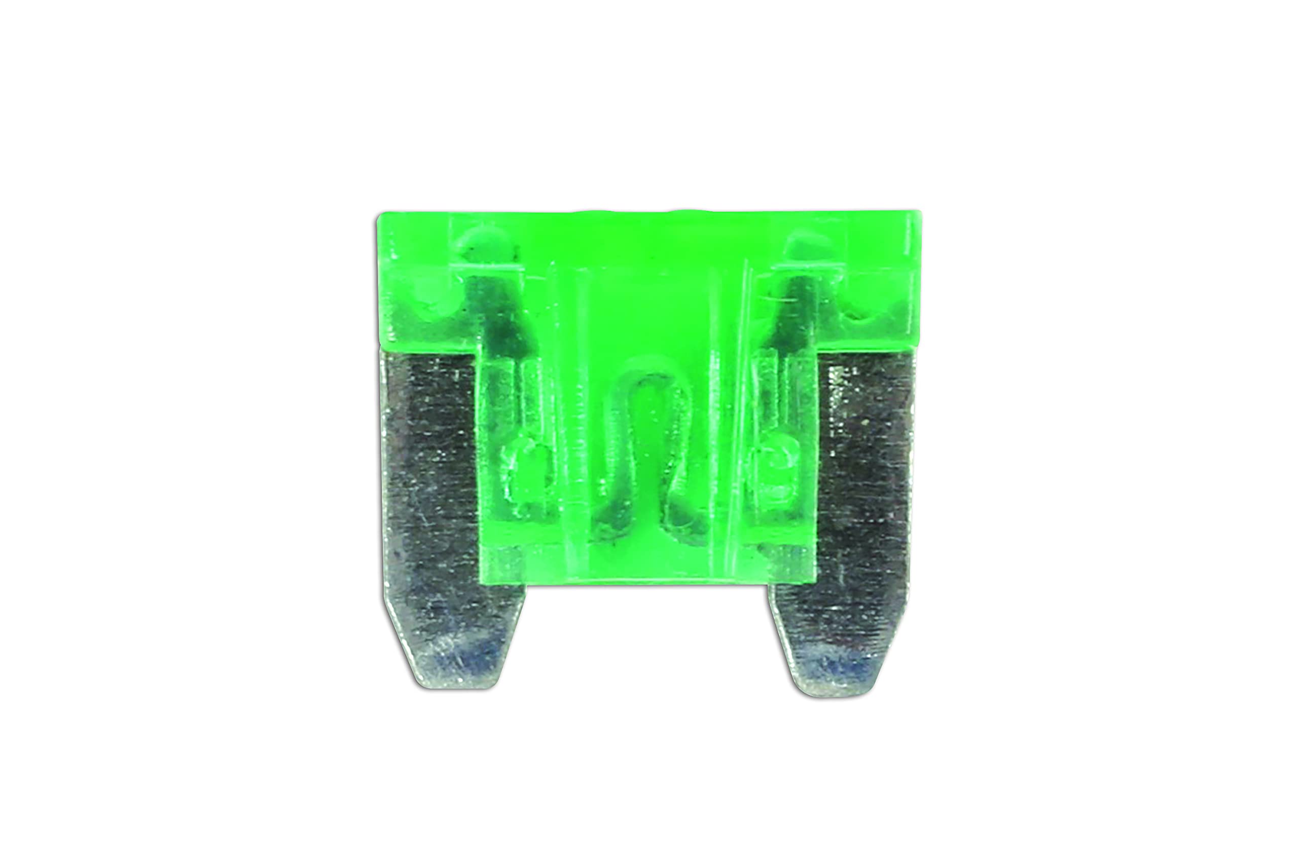Connect 30444 Low Profile Mini Blade Fuse 30A Green 25pc