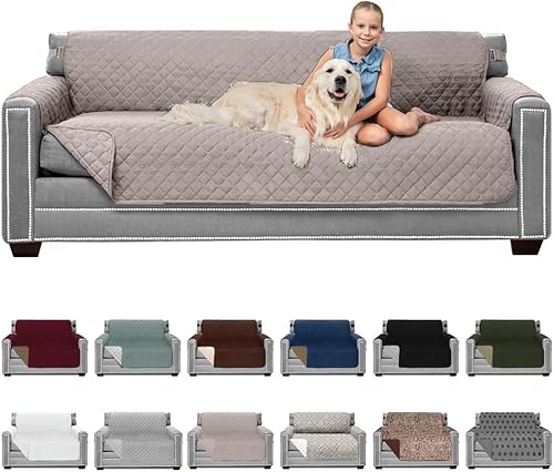 Vista 64 de Sofa Shield Funda de sofá con correa, reversible, resistente a las manchas y al desgarro, funda acolchada de microfibra, lavables, asiento de 78