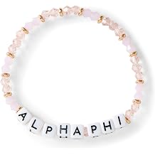 Sorority Shop Alpha Phi Bracelet Glass Bead Bracelet with AP Name Beads and 18K Gold Accent Beads, Greek Sorority Jewelry for Big Little Sorority Gifts