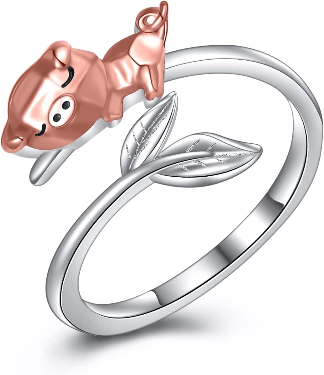 Animal Rings 925 Sterling Silver Adjustable Cute Animal Ring Jewelry Anniversary Promise Romantic Gifts for Her Teen Girl