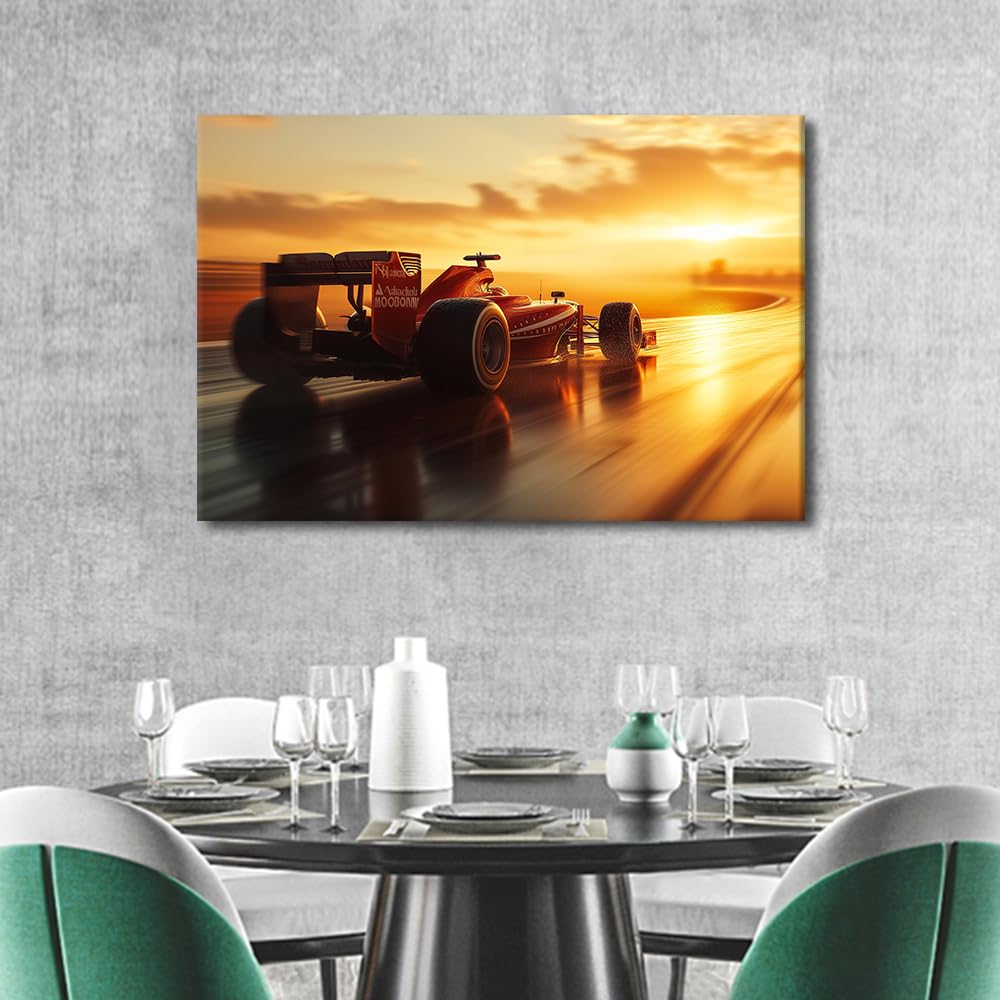 TISHIRON Canvas Wall Art for Bedroom Office Wall Decor Race Car on Grand Prix Race Modern Posters Prints Racing Car Wall Decorations For Living Room Painting Artwork for Home Decor 24" Wx16 H - Image 3