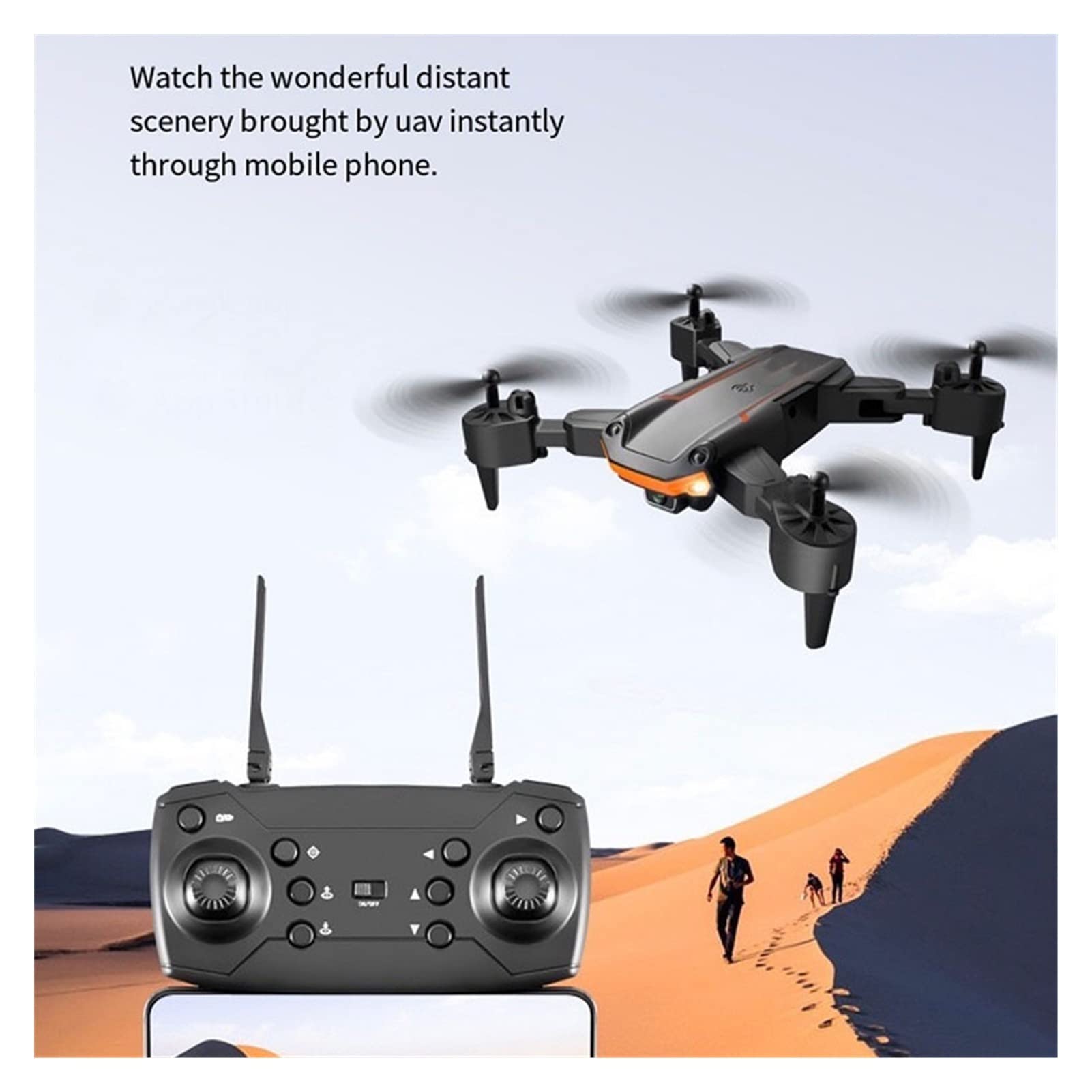 Drone Mini Drone 4K Podwójna kamera HD Kamera szerokokątna WiFi Fotografia lotnicza Helikopter Składany quadcopter Drone Zabawka (Kolor : 4K Podwójny aparat Rozmiar : 1) (4K Podwójny aparat 1)