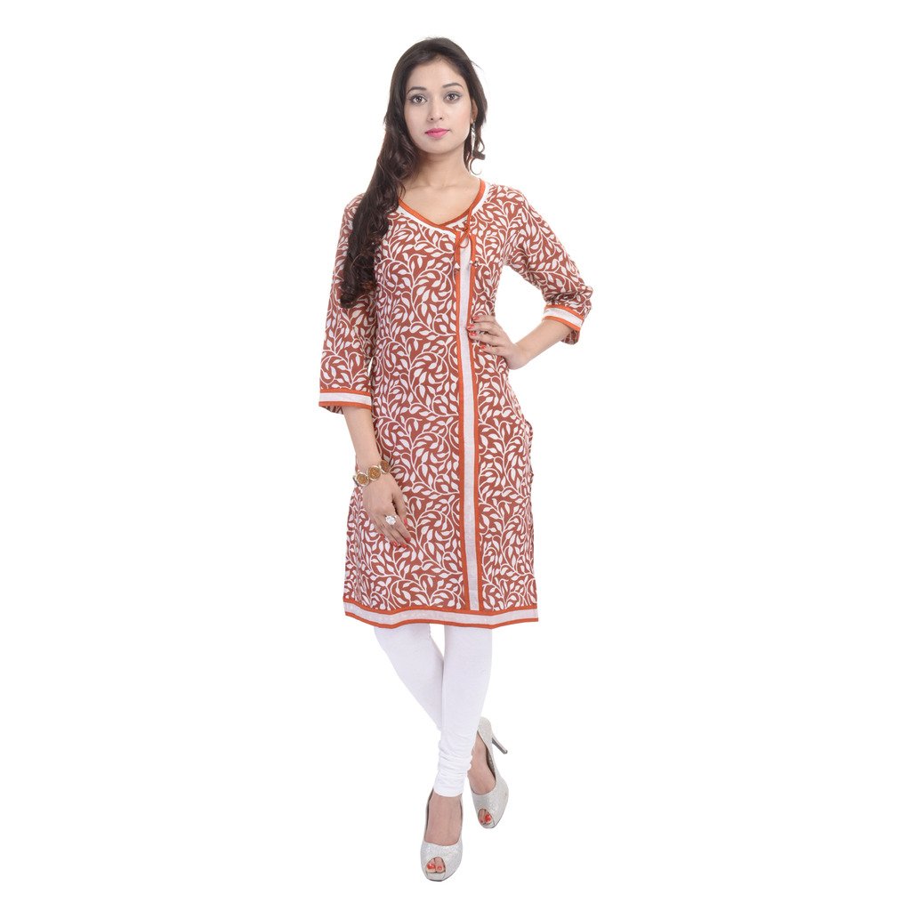 SNP BROWN ANGRAKHA COTTON KURTI Amazon.in Clothing & Accessories