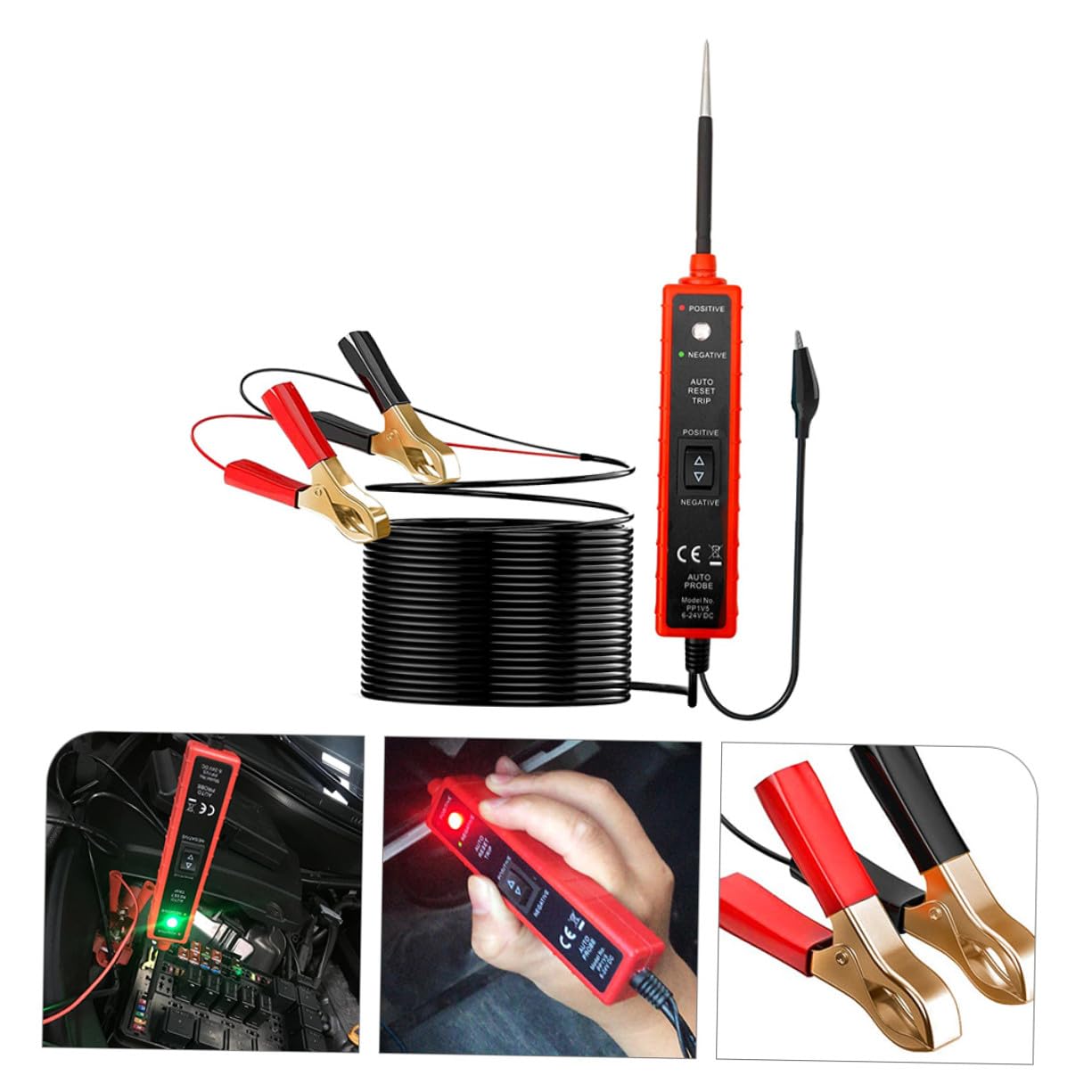 LIFKOME Probador Circuito Automotriz con Alta Sensibilidad Clips Negativo Cable Pies para Continuidad y Polaridad Sistemas Eléctricos
