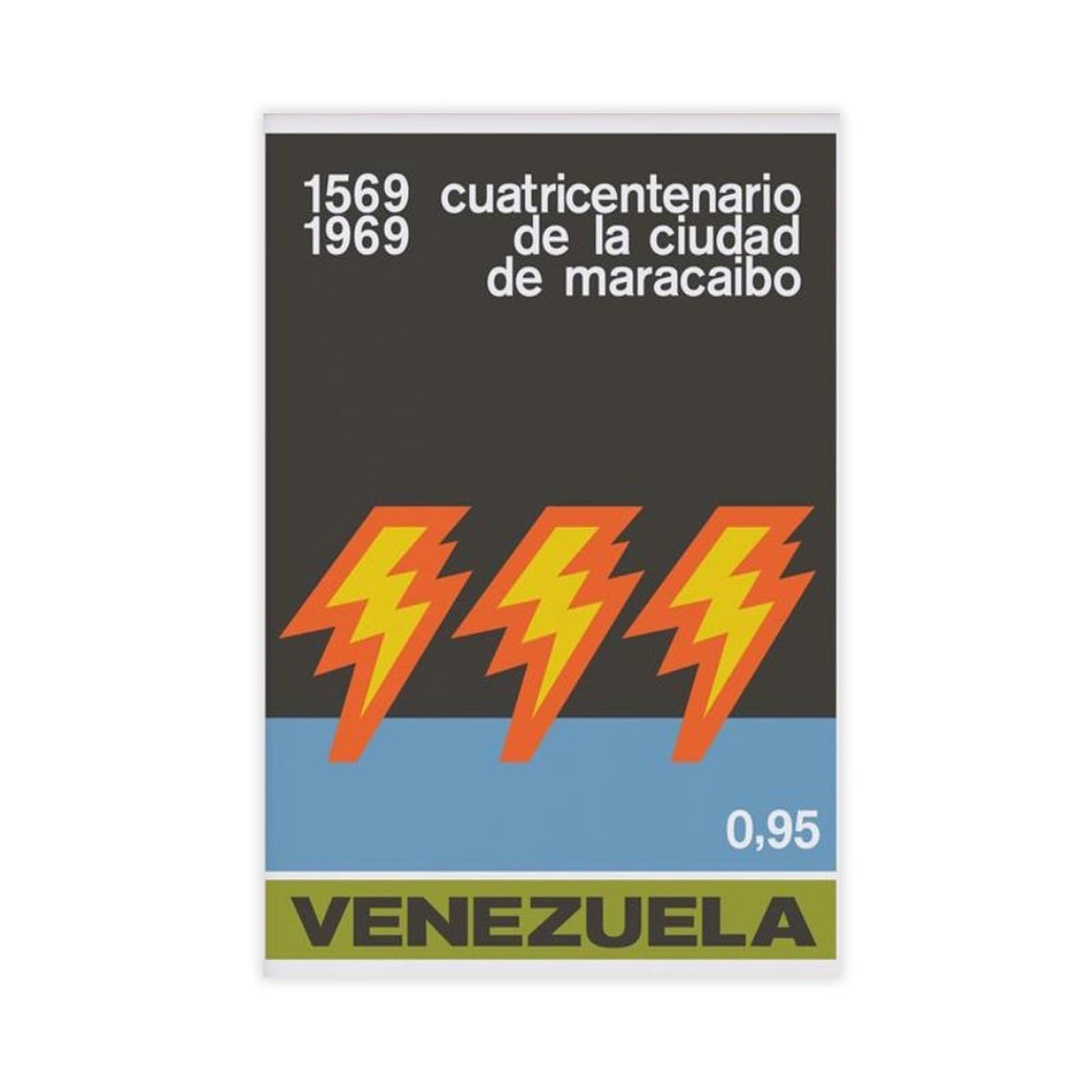 GJtyRFH Venezuela Maracaibo Mid Century Modern 1970s Style Lake Catatumbo Lightning (2) Canvas Wall Art Posters And Prints Room Aesthetic Bedroom Office Decor 12" L X 18" W