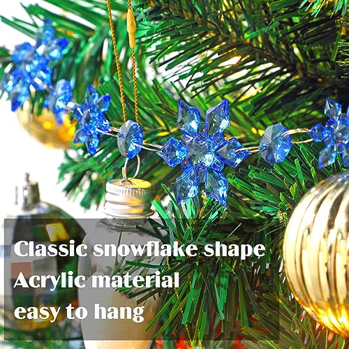 Lewtemi 32.8 Feet Acrylic Snowflake Garland Christmas Ornament Hanging Snow Flake Streamers for Winter Birthday Party Decorations Supplies Xmas Tree (Blue) by Lewtemi - Image 3